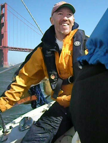 Capt. Dan sailing Reliance just outside San Francisco Bay.